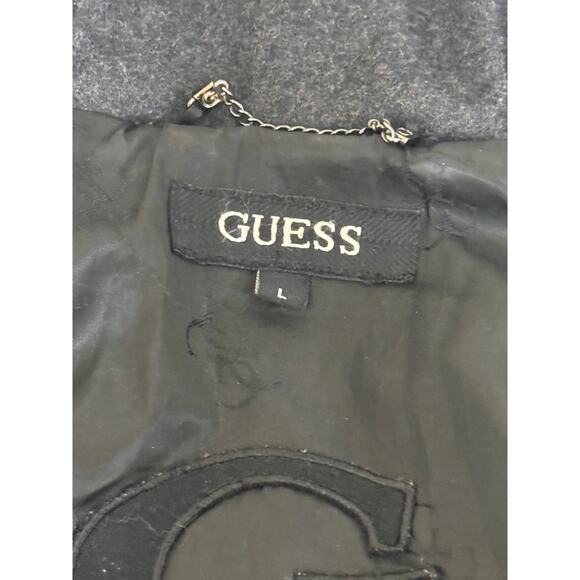 Guess Pea Coat Women Large Gray Black Wool Blend Preppy Winter School Holiday - Picture 9 of 10
